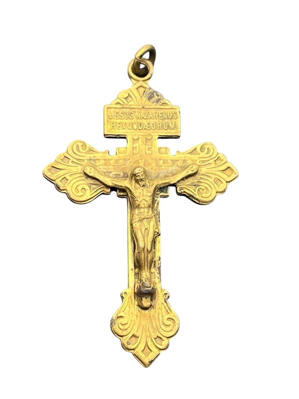 Jesus Catholic Christian Religious Cross Crucifix gold tone pendant for necklace